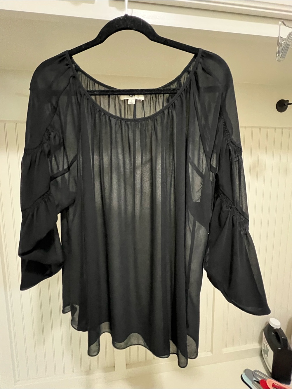 Ya Los Angeles Black Sheer Bohemian Blouse